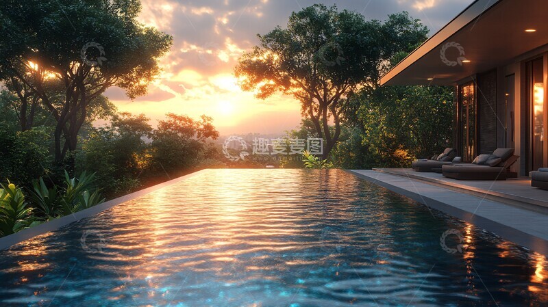 高清大图下载【趣麦麦图】别墅泳池渲染图1