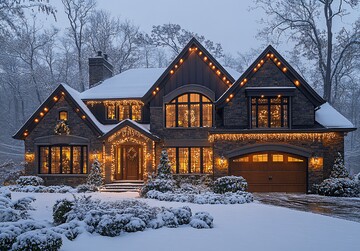 大房子雪地圣诞灯