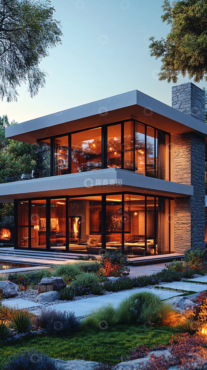 高清大图下载【趣麦麦图】几何外墙白色住宅