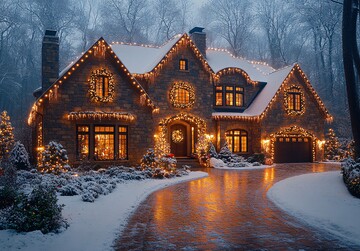 大房子雪地圣诞灯3