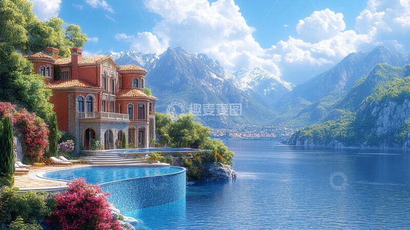 高清大图下载【趣麦麦图】别墅泳池渲染图