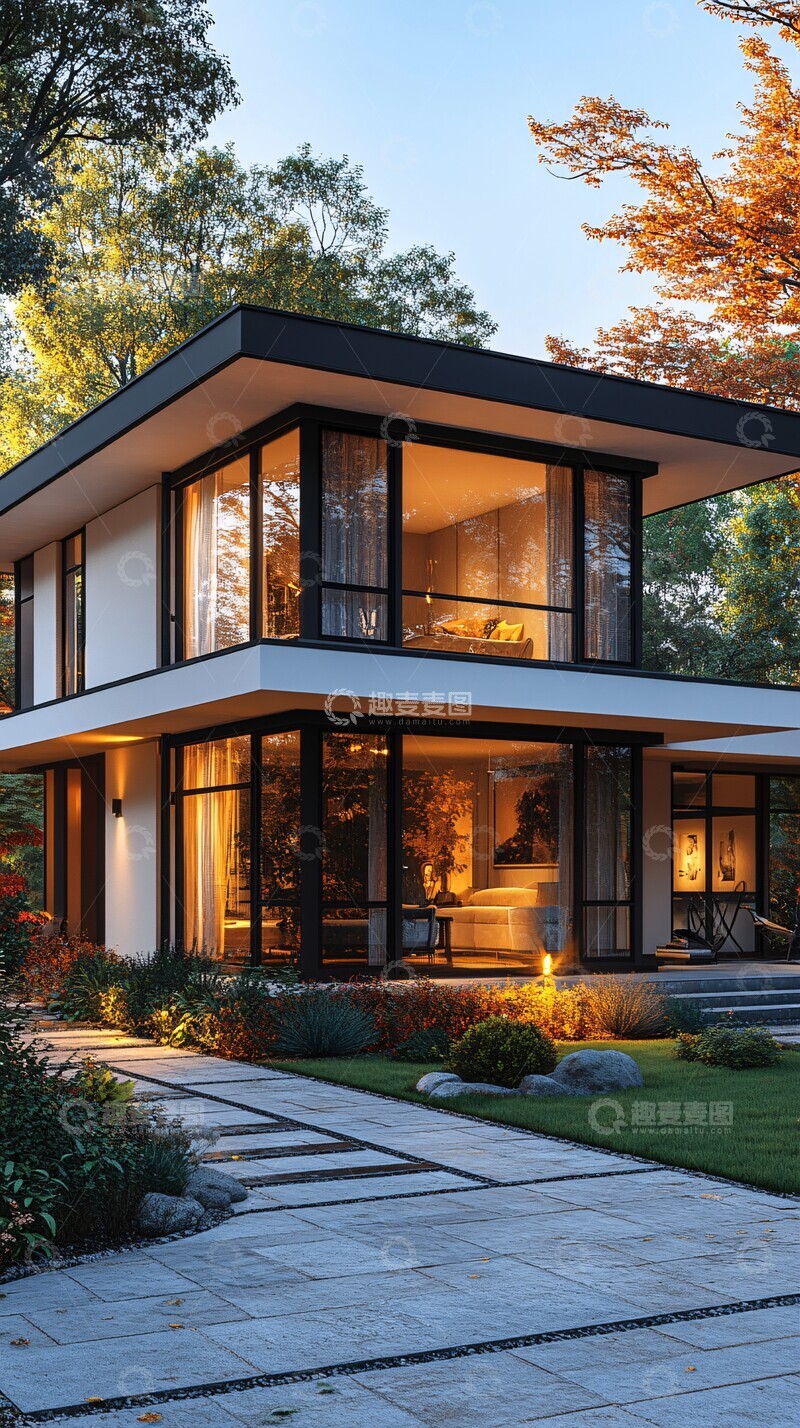 高清大图下载【趣麦麦图】几何外墙白色住宅1