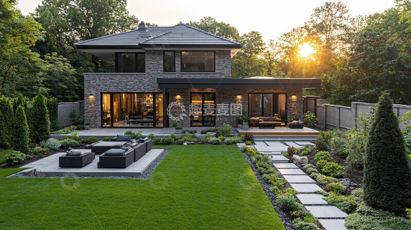 高清大图下载【趣麦麦图】欧洲庭院全景2