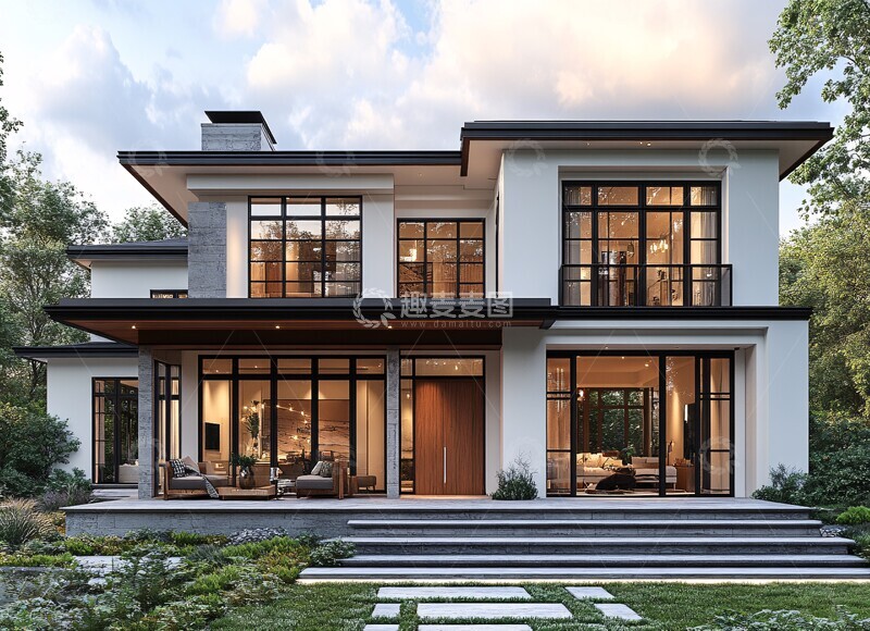 高清大图下载【趣麦麦图】白墙灰瓦双层农舍1