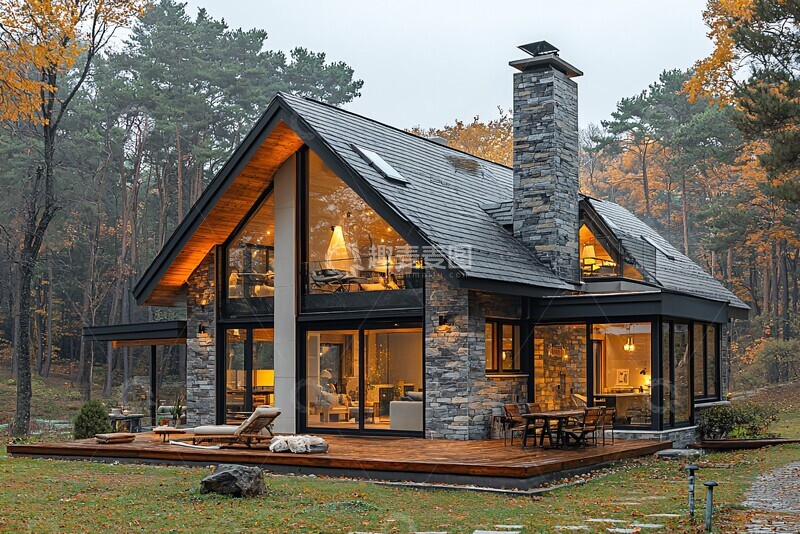 高清大图下载【趣麦麦图】灰白木屋玻璃窗2