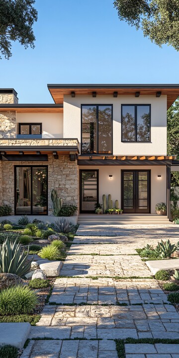 石木结合现代外墙