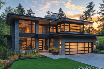 灰板白边双层住宅