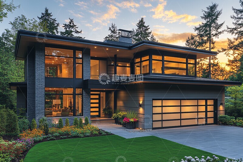 高清大图下载【趣麦麦图】灰板白边双层住宅