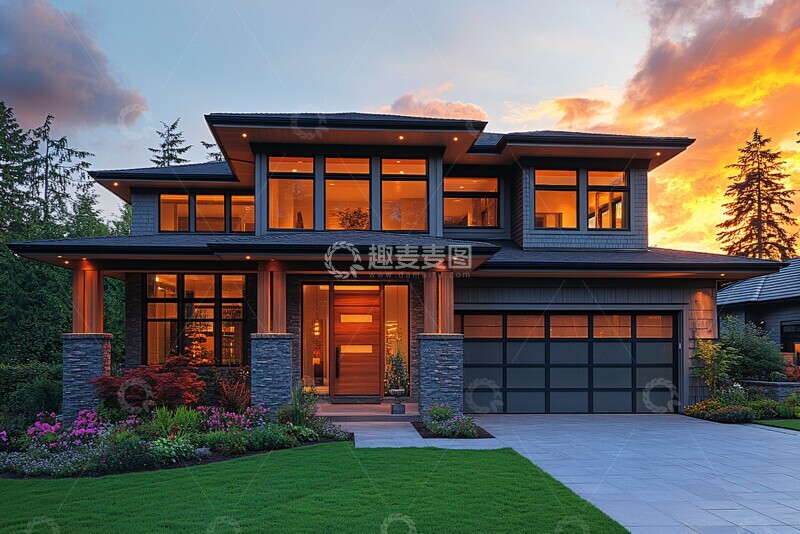 高清大图下载【趣麦麦图】灰板白边双层住宅2