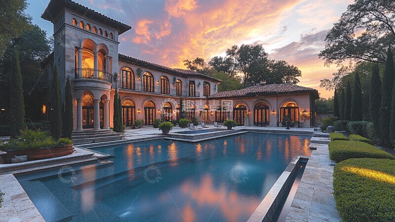 高清大图下载【趣麦麦图】西班牙庄园泳池