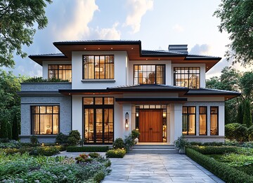 白墙灰瓦双层农舍