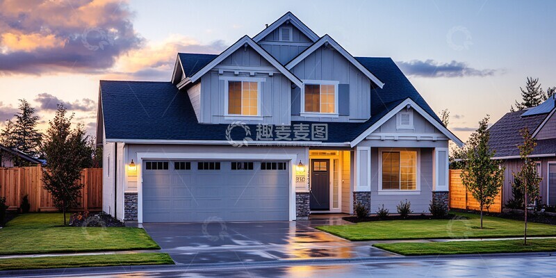 高清大图下载【趣麦麦图】白色墙壁蓝色屋顶1