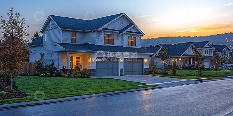 高清大图下载【趣麦麦图】白色墙壁蓝色屋顶3