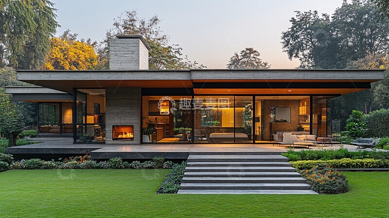 高清大图下载【趣麦麦图】混凝土木质住宅1