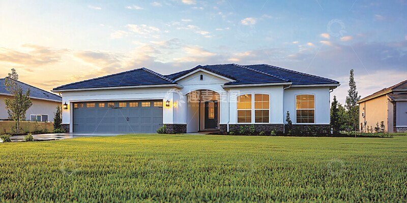 高清大图下载【趣麦麦图】白色墙壁蓝色屋顶