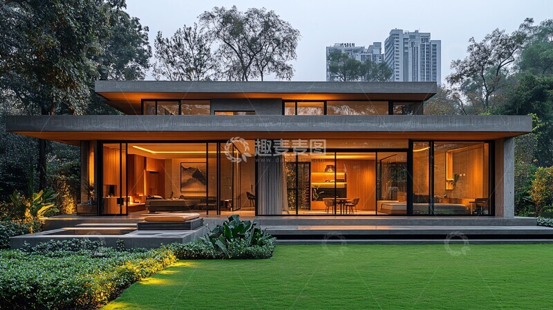 高清大图下载【趣麦麦图】混凝土木质住宅