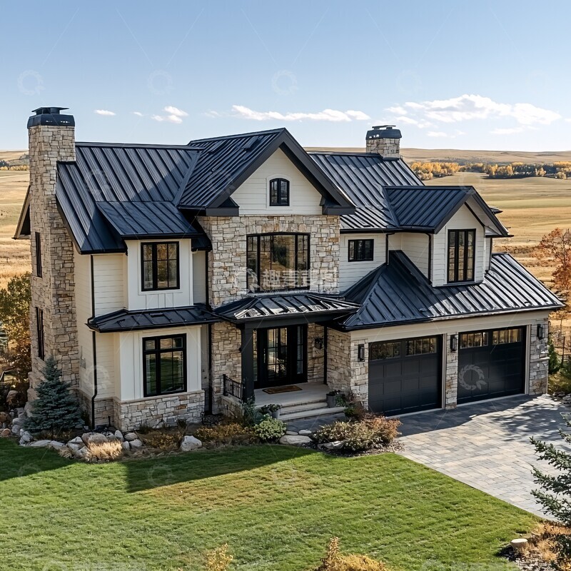 高清大图下载【趣麦麦图】黑色屋顶白色墙面2