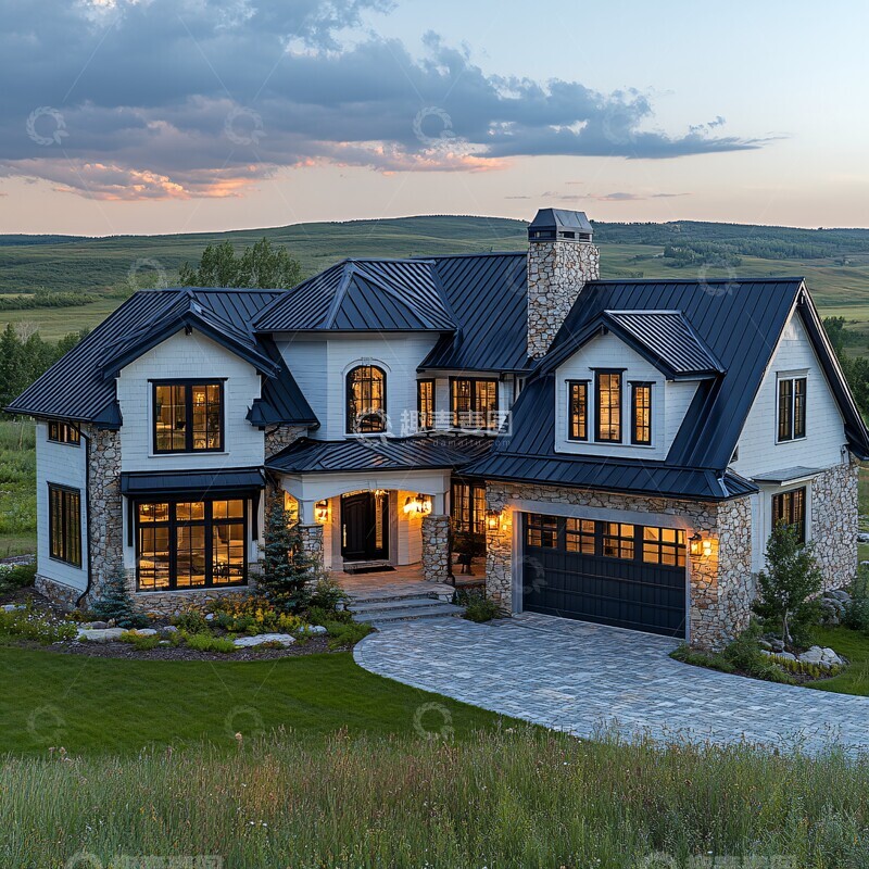 高清大图下载【趣麦麦图】黑色屋顶白色墙面