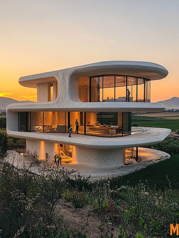 两层现代主义建筑工地