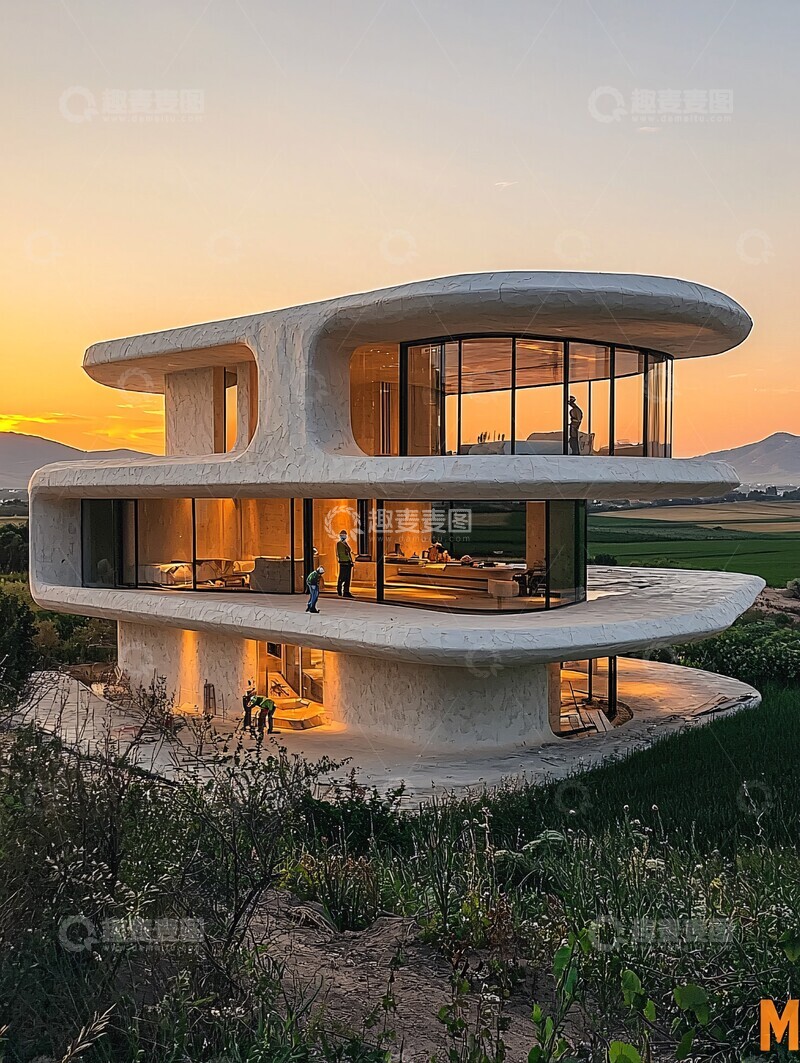 高清大图下载【趣麦麦图】两层现代主义建筑工地