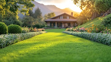 山间整齐草坪