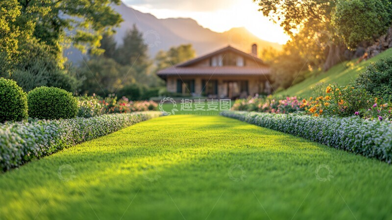 高清大图下载【趣麦麦图】山间整齐草坪