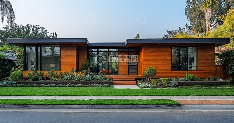 高清大图下载【趣麦麦图】深色木屋与绿草坪