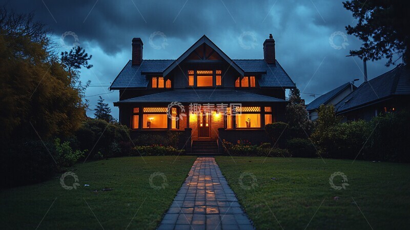 高清大图下载【趣麦麦图】手工大宅灯火辉映1