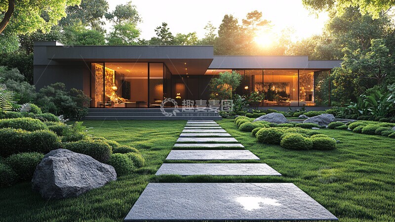 高清大图下载【趣麦麦图】灰色玻璃住宅外观