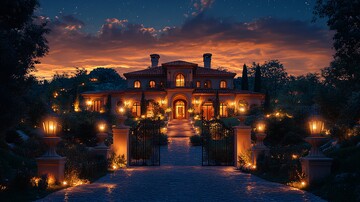 山坡别墅夜色图2