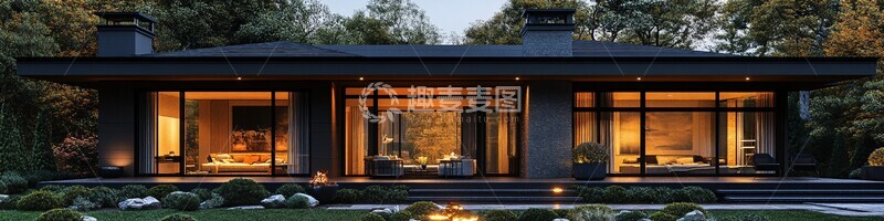 高清大图下载【趣麦麦图】美式平房夜景2