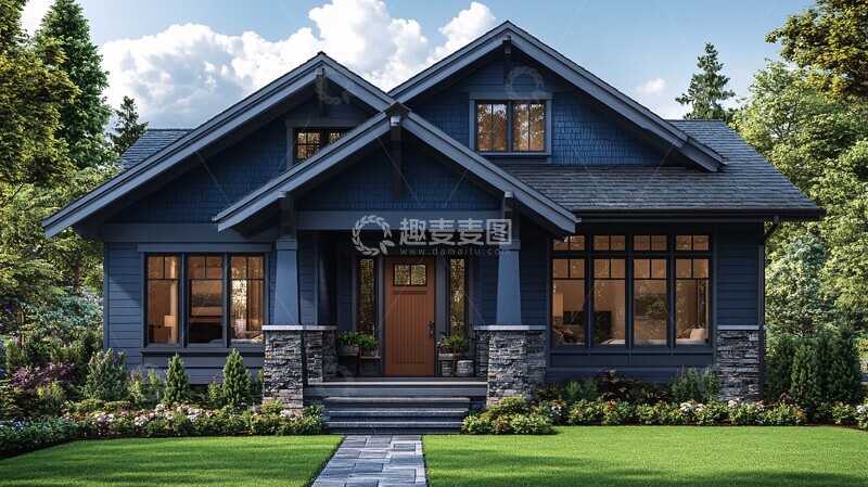 高清大图下载【趣麦麦图】蓝调现代平房2