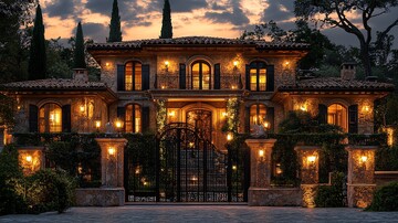 山坡别墅夜色图1