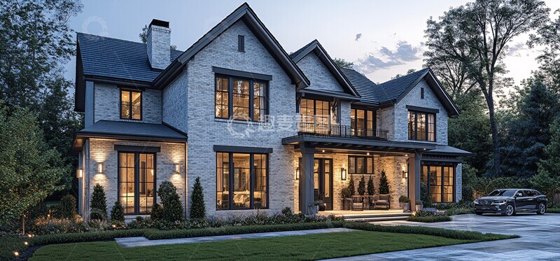 高清大图下载【趣麦麦图】现代农舍街景图