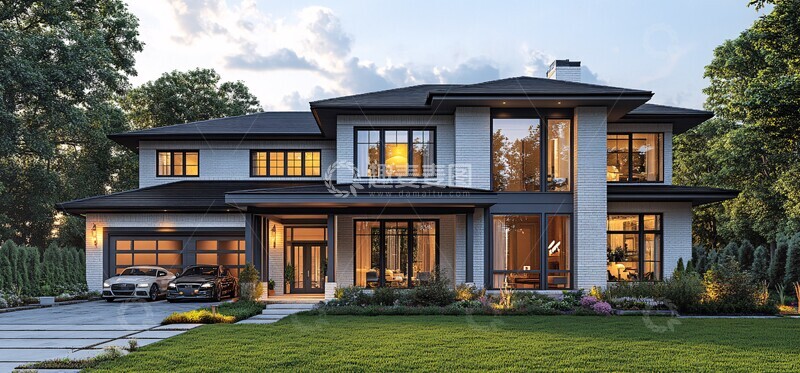 高清大图下载【趣麦麦图】现代农舍街景图2