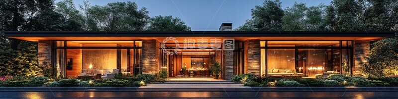 高清大图下载【趣麦麦图】美式平房夜景