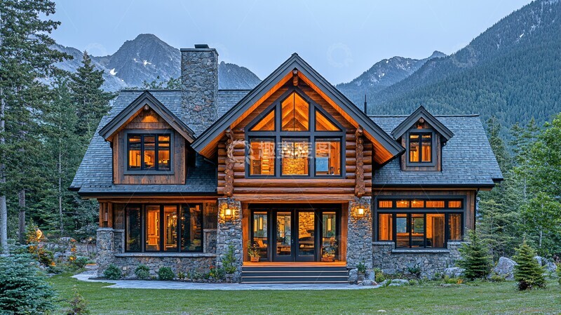 高清大图下载【趣麦麦图】山间木屋夜色