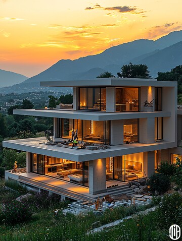 两层现代主义建筑工地1