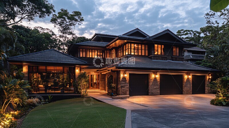 高清大图下载【趣麦麦图】手工大宅灯火辉映