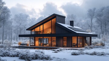 木屋雪景现代木屋雪景1