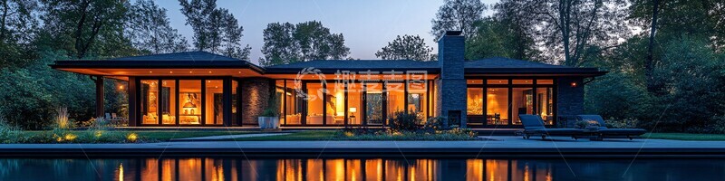 高清大图下载【趣麦麦图】美式平房夜景1