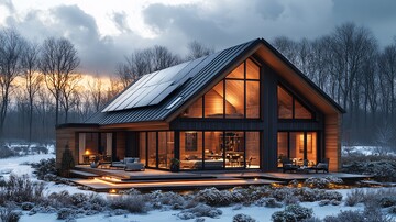 木屋雪景现代木屋雪景