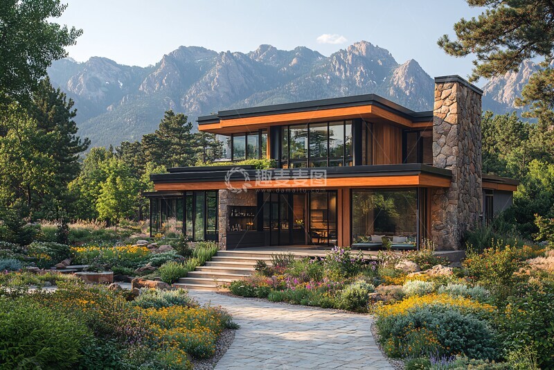 高清大图下载【趣麦麦图】现代住宅与花景