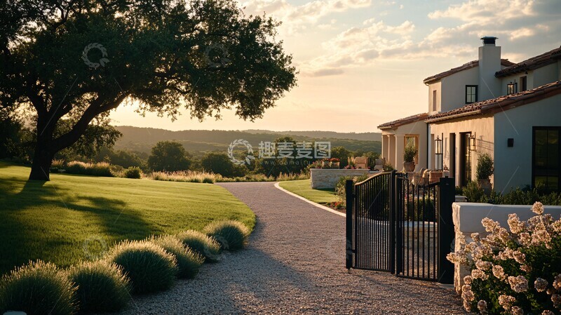 高清大图下载【趣麦麦图】金属栅栏环绕别墅1