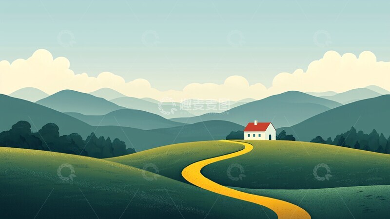 高清大图下载【趣麦麦图】绿野红房绿野红房坡地3
