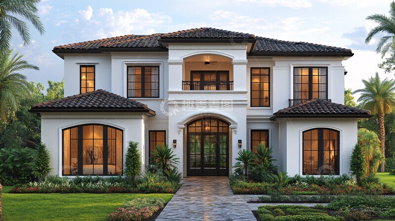 高清大图下载【趣麦麦图】白墙棕饰别墅