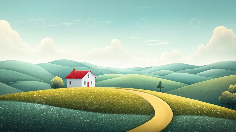 高清大图下载【趣麦麦图】绿野红房绿野红房坡地