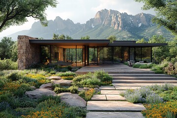 现代住宅与花景1