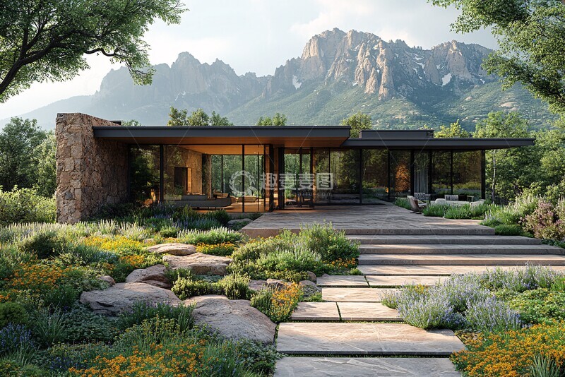 高清大图下载【趣麦麦图】现代住宅与花景1