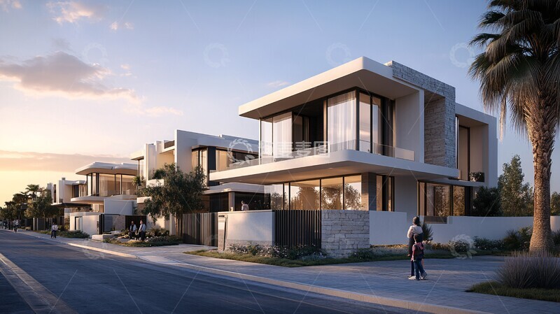 高清大图下载【趣麦麦图】现代住宅街道场景1